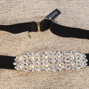 Size Xsmall Aldo Elegant Black Belt With Crystal Rhinestone Imbelishment